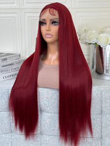Full Headgear Long Straight Front Lace Wig Smooth Hair - Image 6